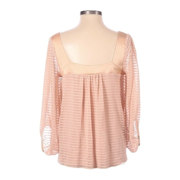 Anthropologie Meadow Rue Allyson Pink Satin Sheer Square Neck Blouse Size S NWT - Picture 2 of 9
